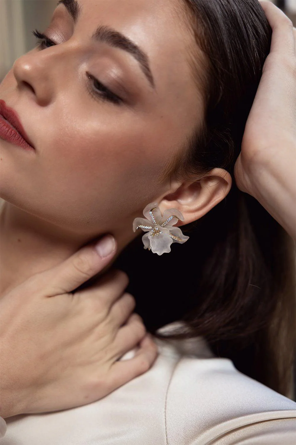 Rock Crystal Flower Earrings - Image 2