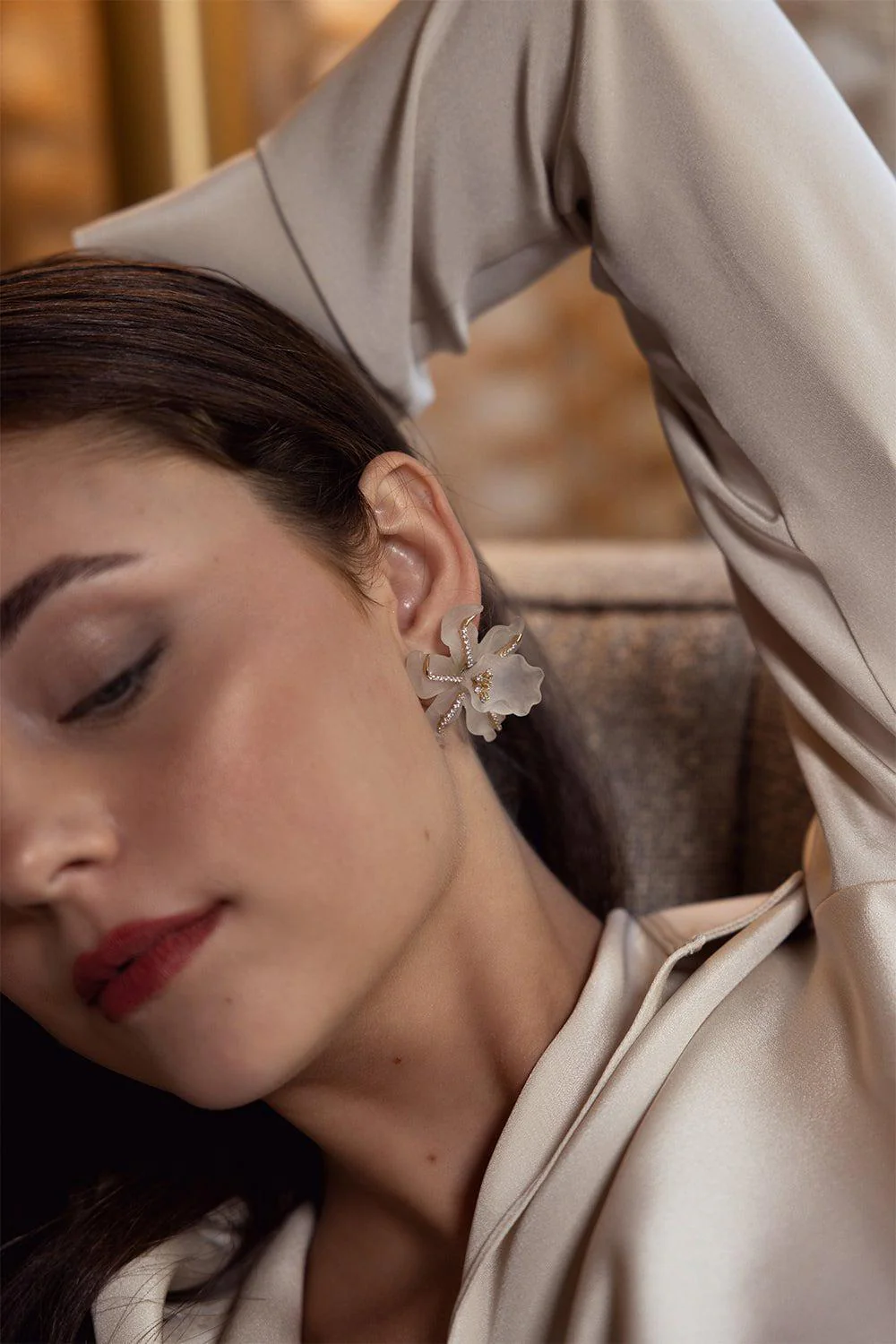 Rock Crystal Flower Earrings - Image 3