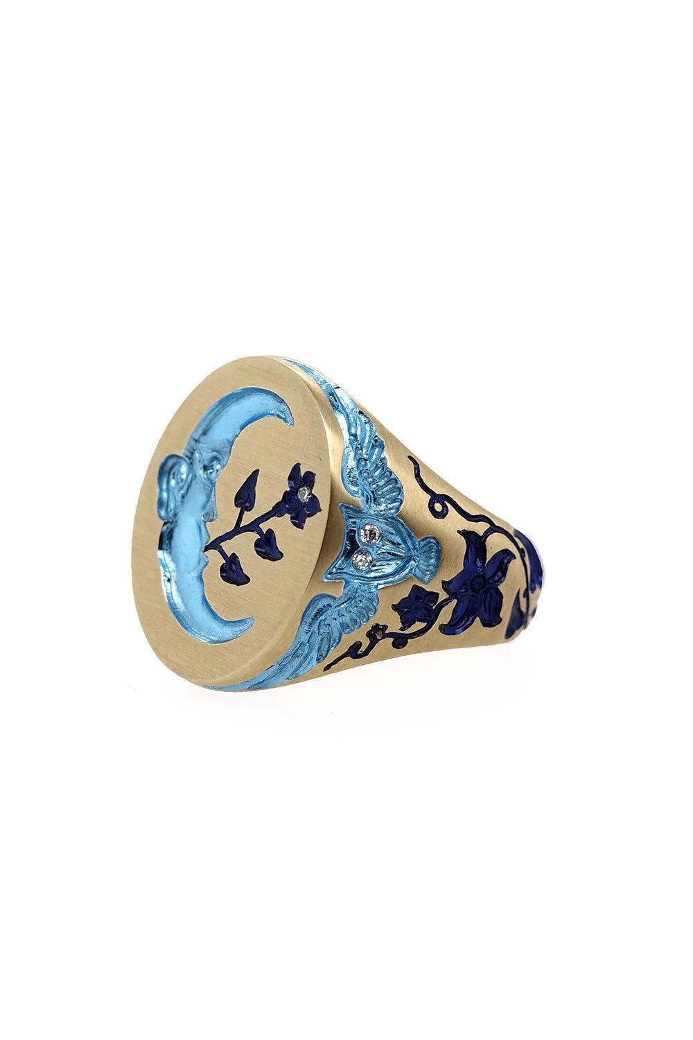 Blue Moon Owl Signet Ring - Image 3
