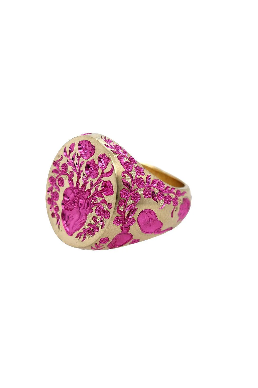 Heavy Heart Pink Signet Ring