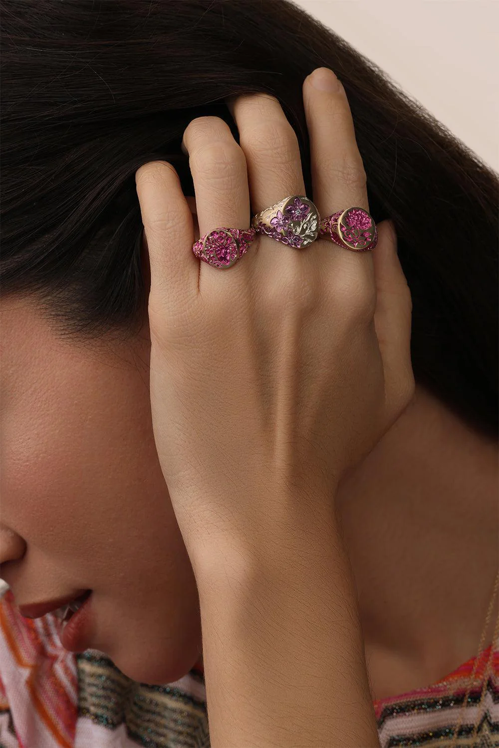 Heavy Heart Pink Signet Ring - Image 3