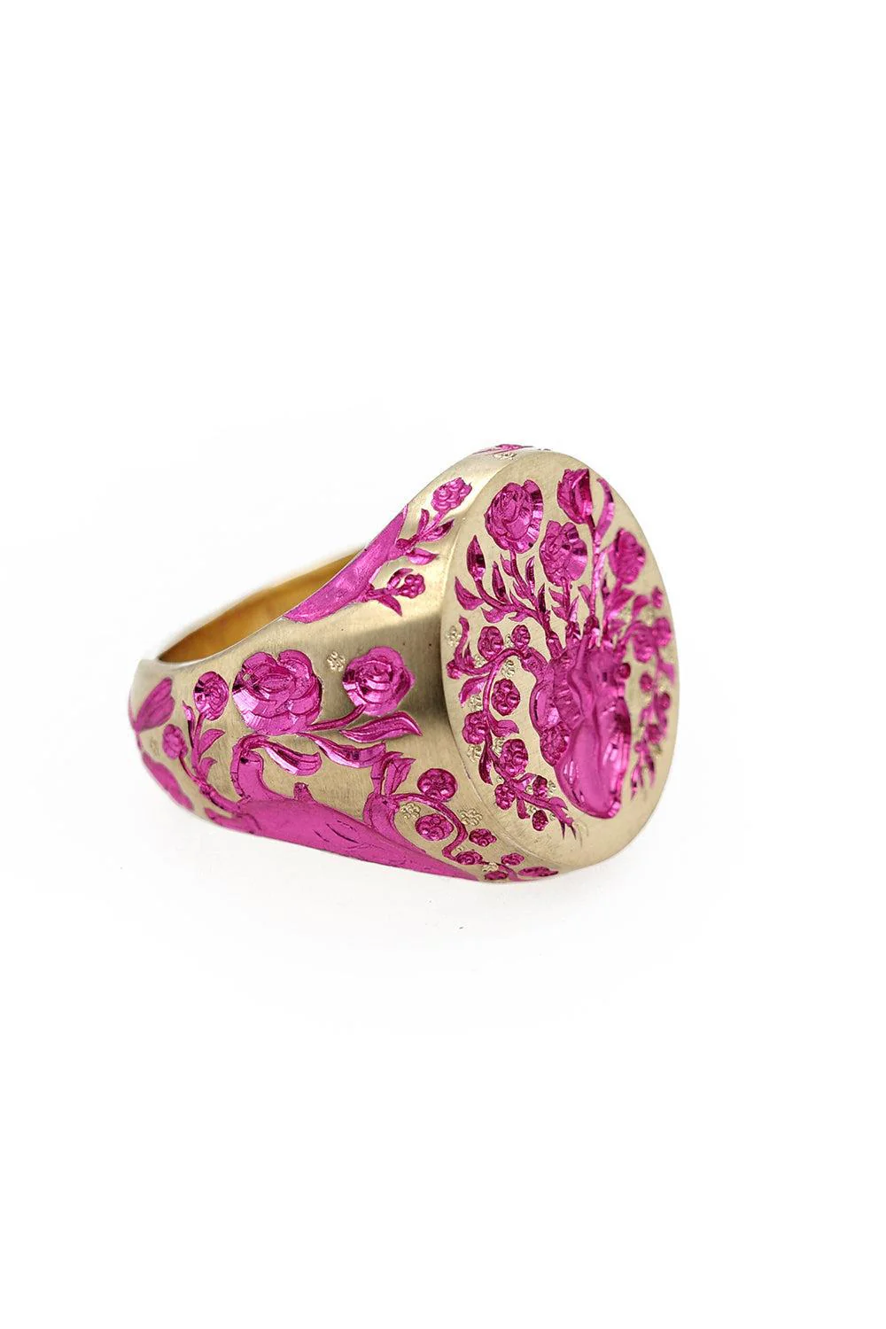 Heavy Heart Pink Signet Ring - Image 4