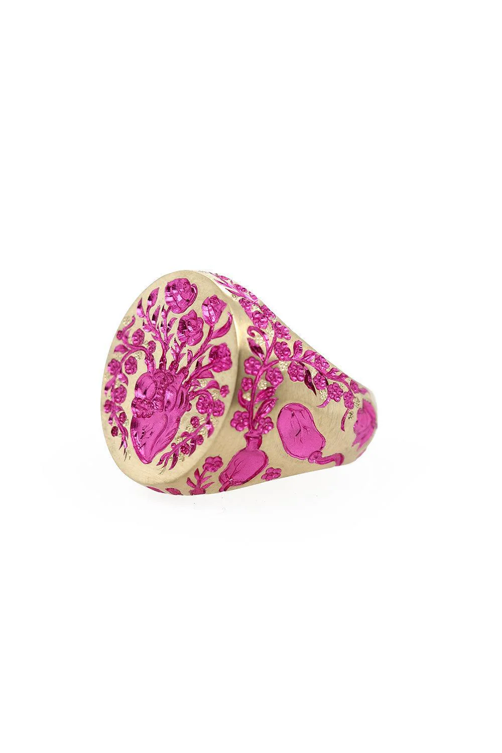 Heavy Heart Pink Signet Ring - Image 5