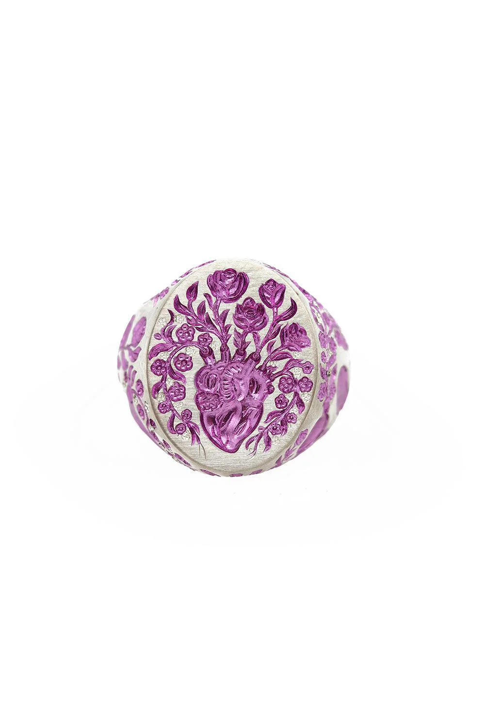 Heavy Heart Purple Signet Ring