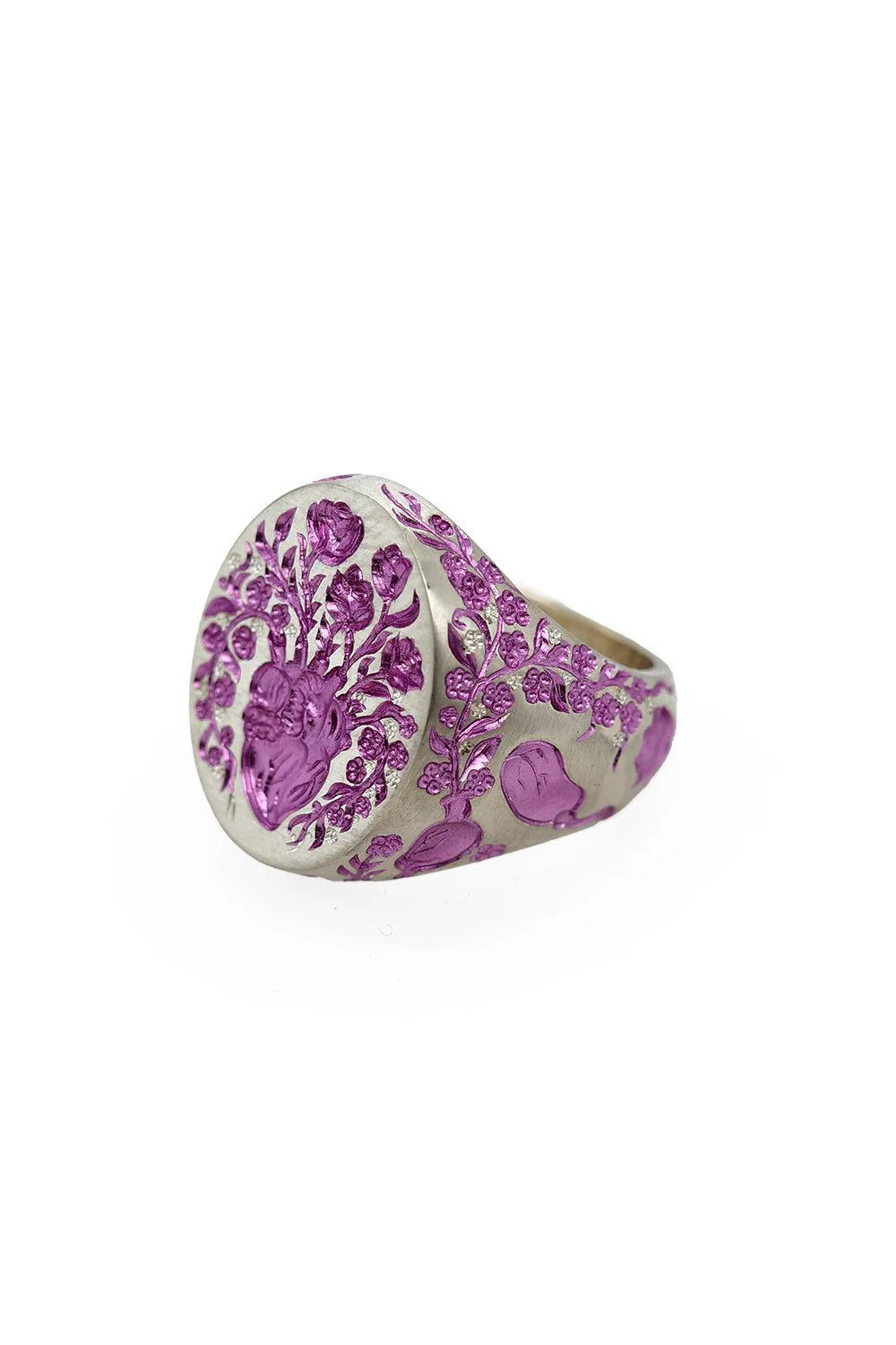 Heavy Heart Purple Signet Ring - Image 5