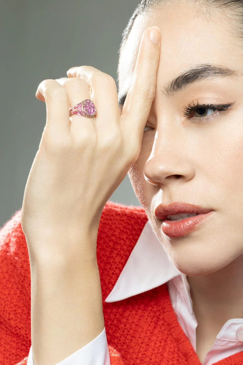 Mini Pink Heart Signet Ring - Image 4