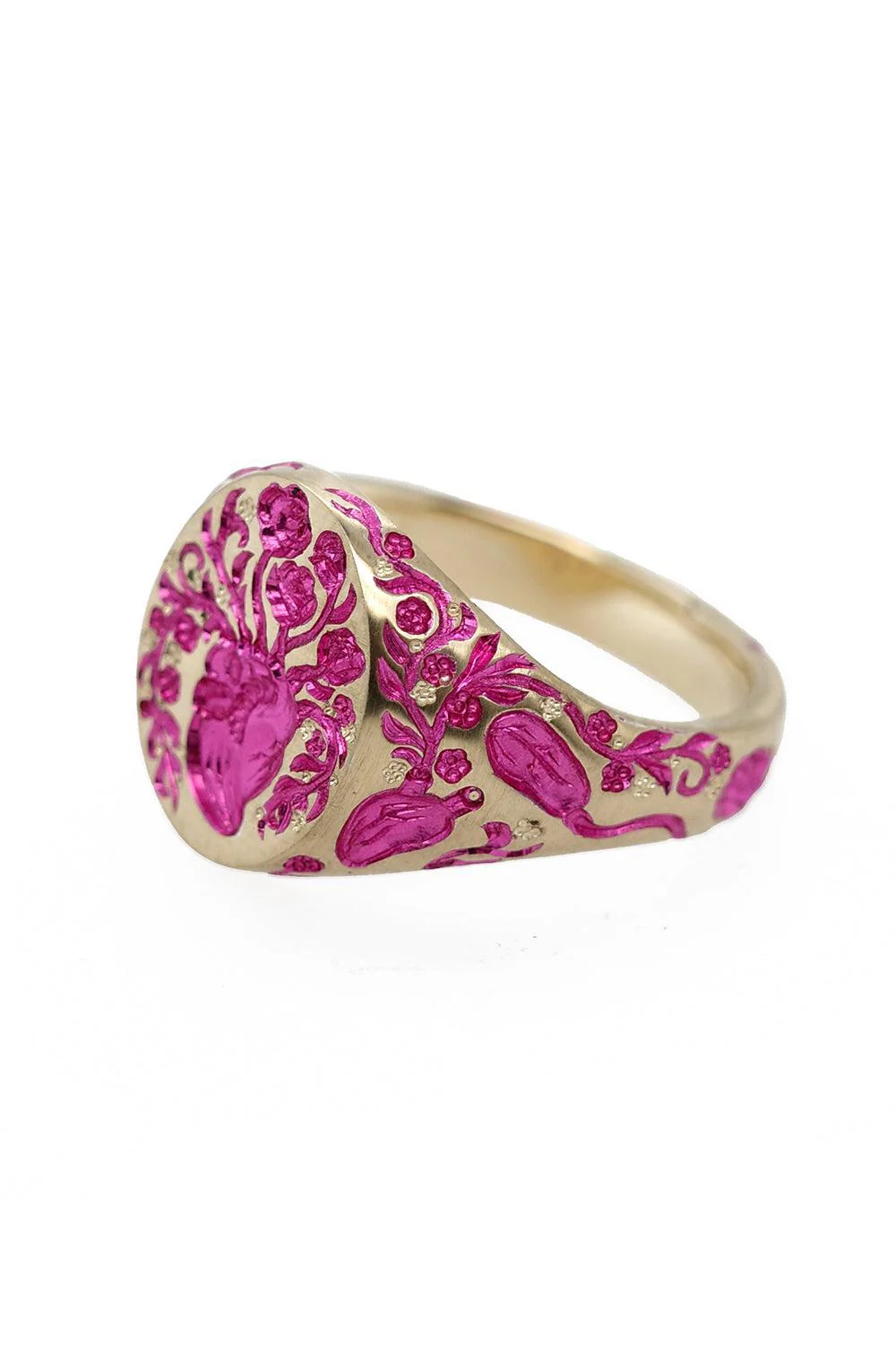 Mini Pink Heart Signet Ring - Image 6