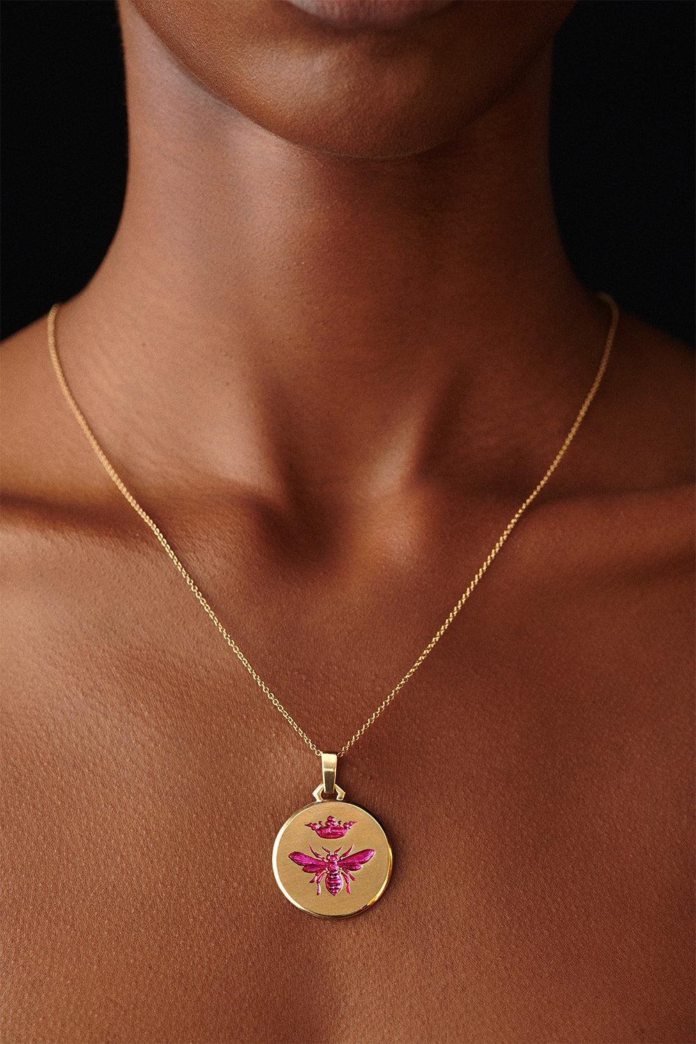 Pink Queen Bee Pendant Necklace - Image 2