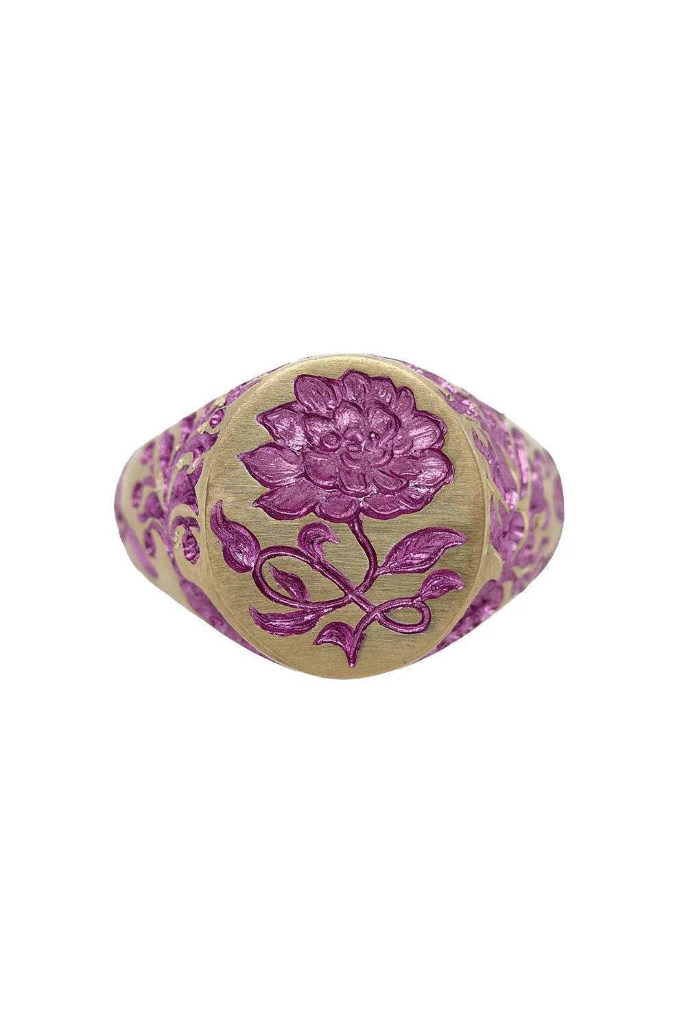 Purple Peony Signet Ring