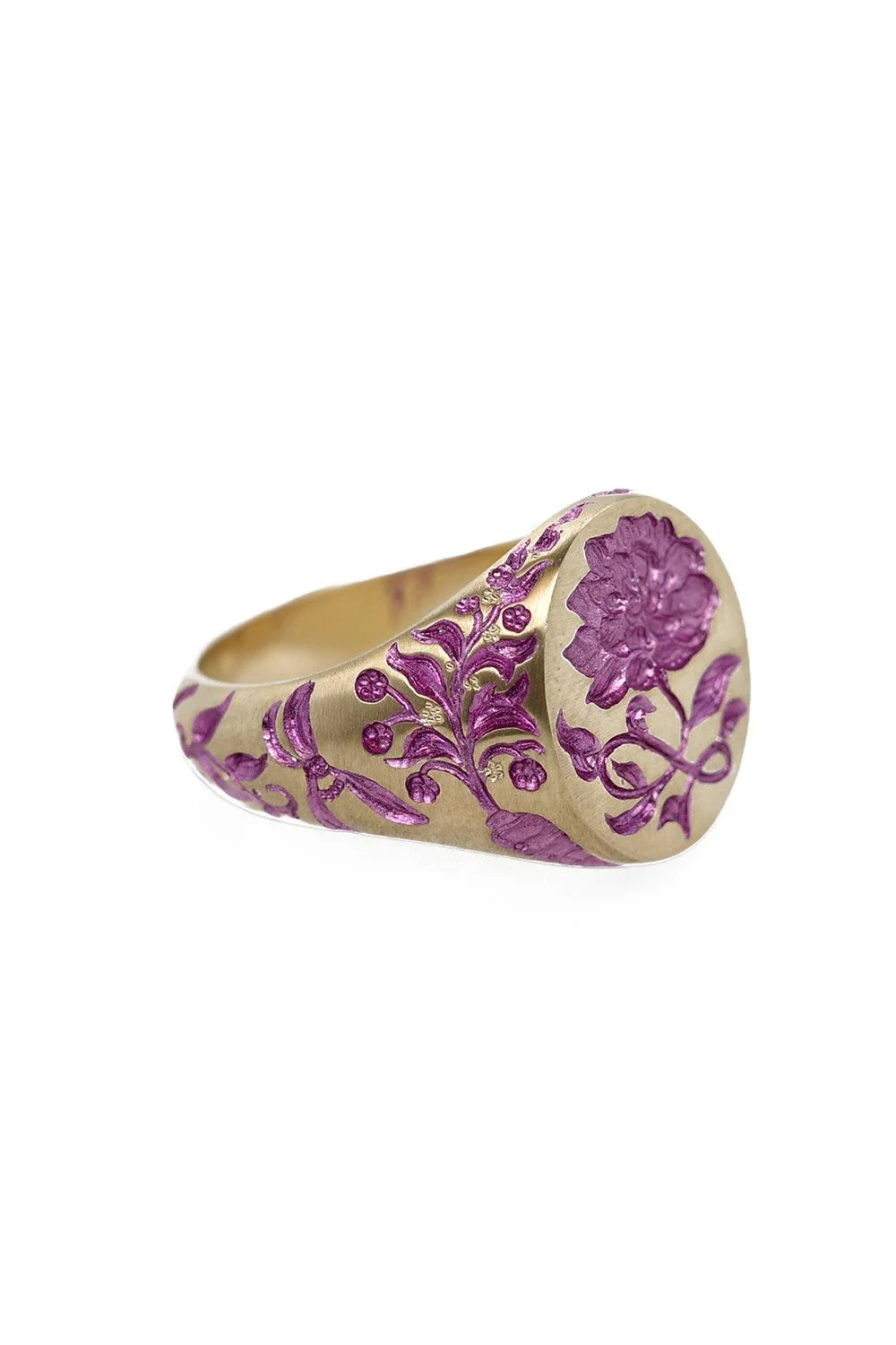 Purple Peony Signet Ring - Image 6