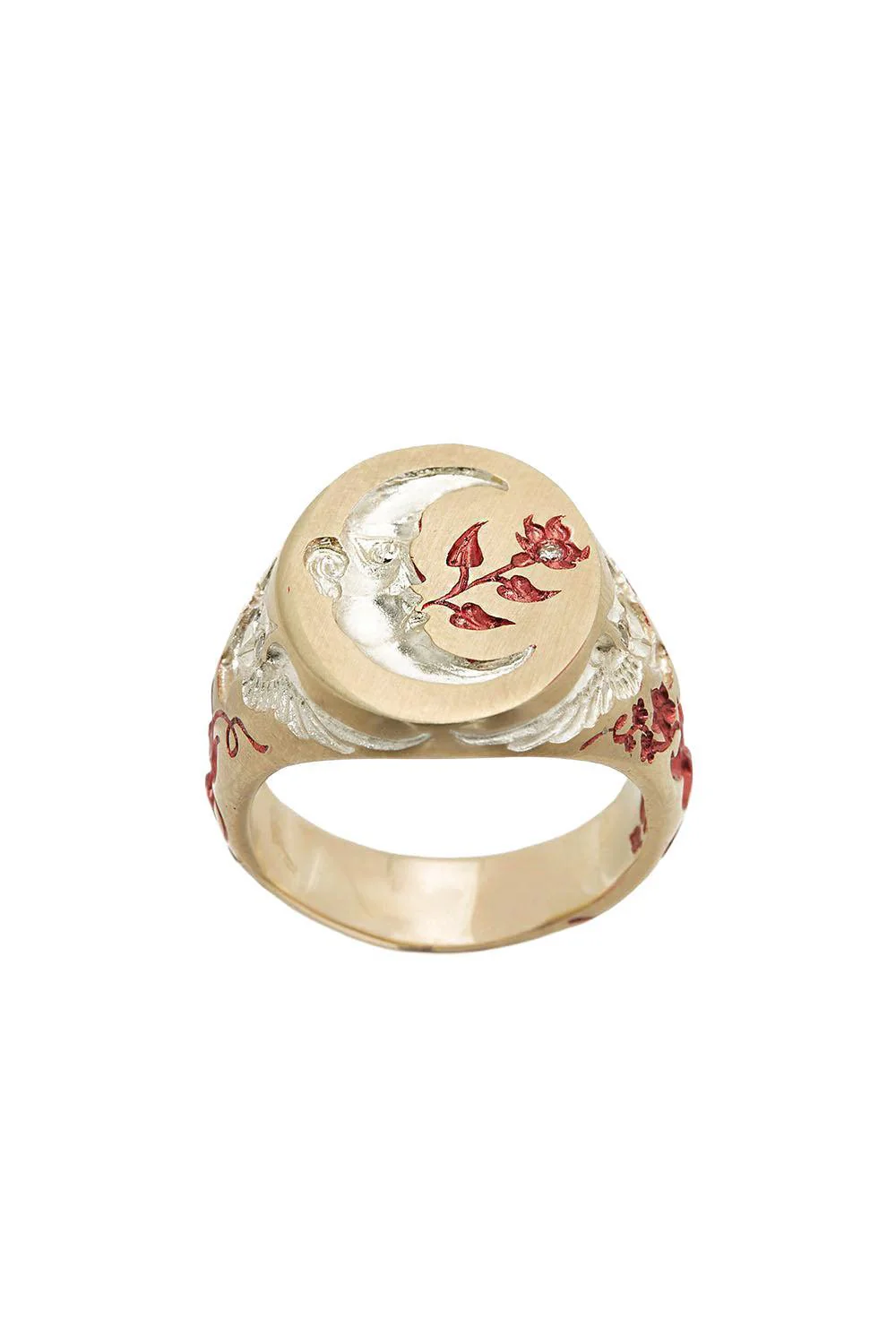 Ruby Moon Owl Signet Ring