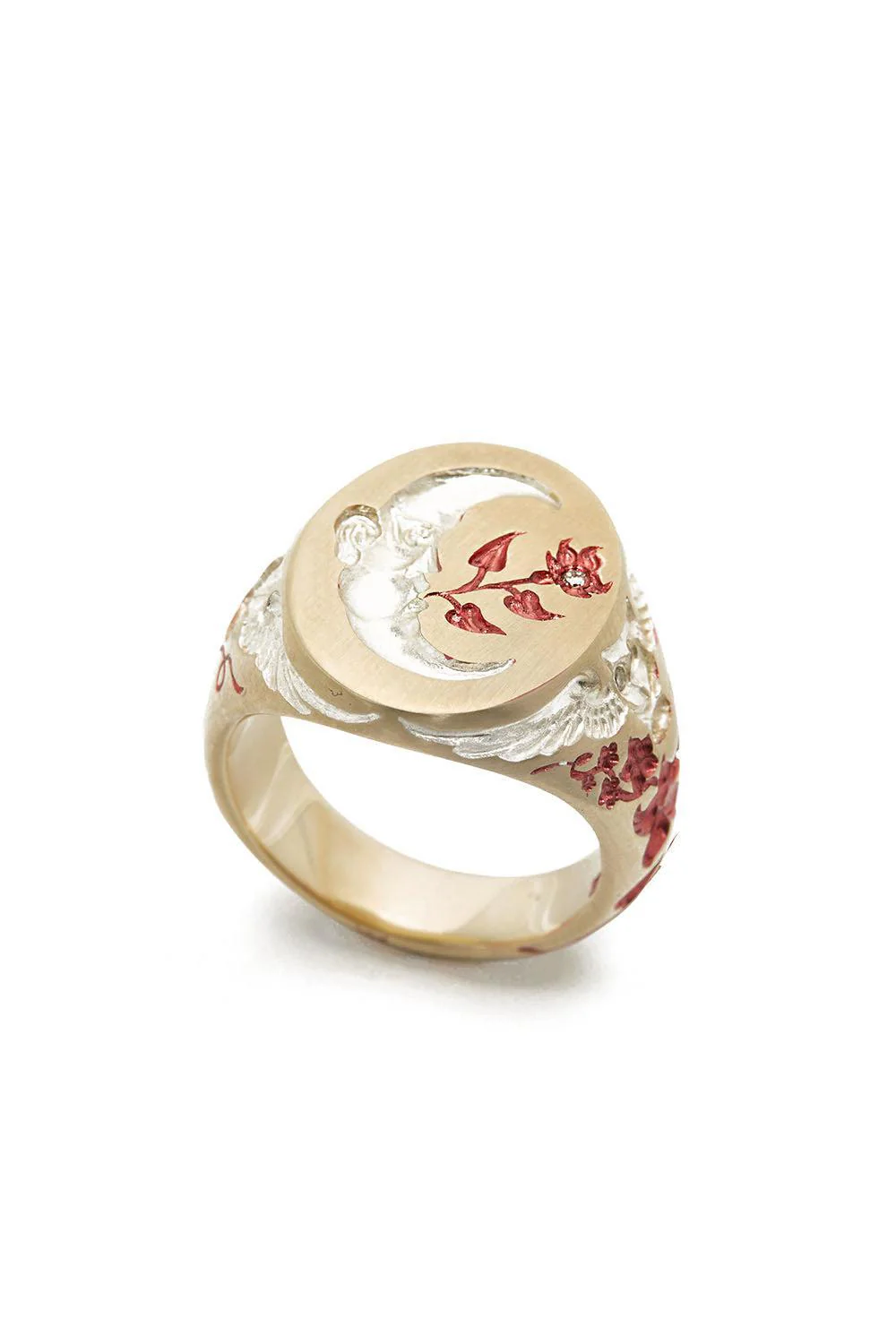 Ruby Moon Owl Signet Ring - Image 4