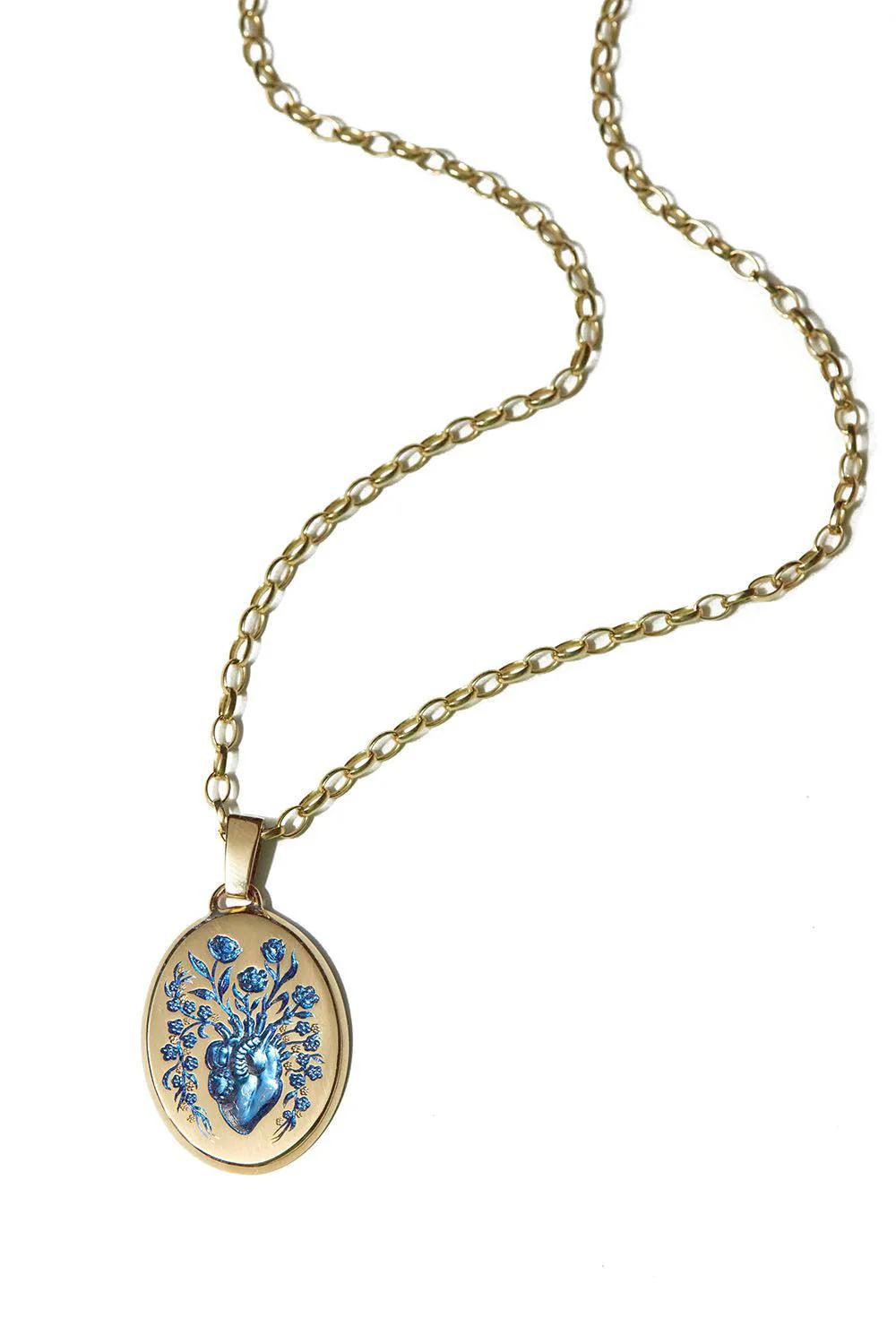 Small Blue Heart Pendant Necklace