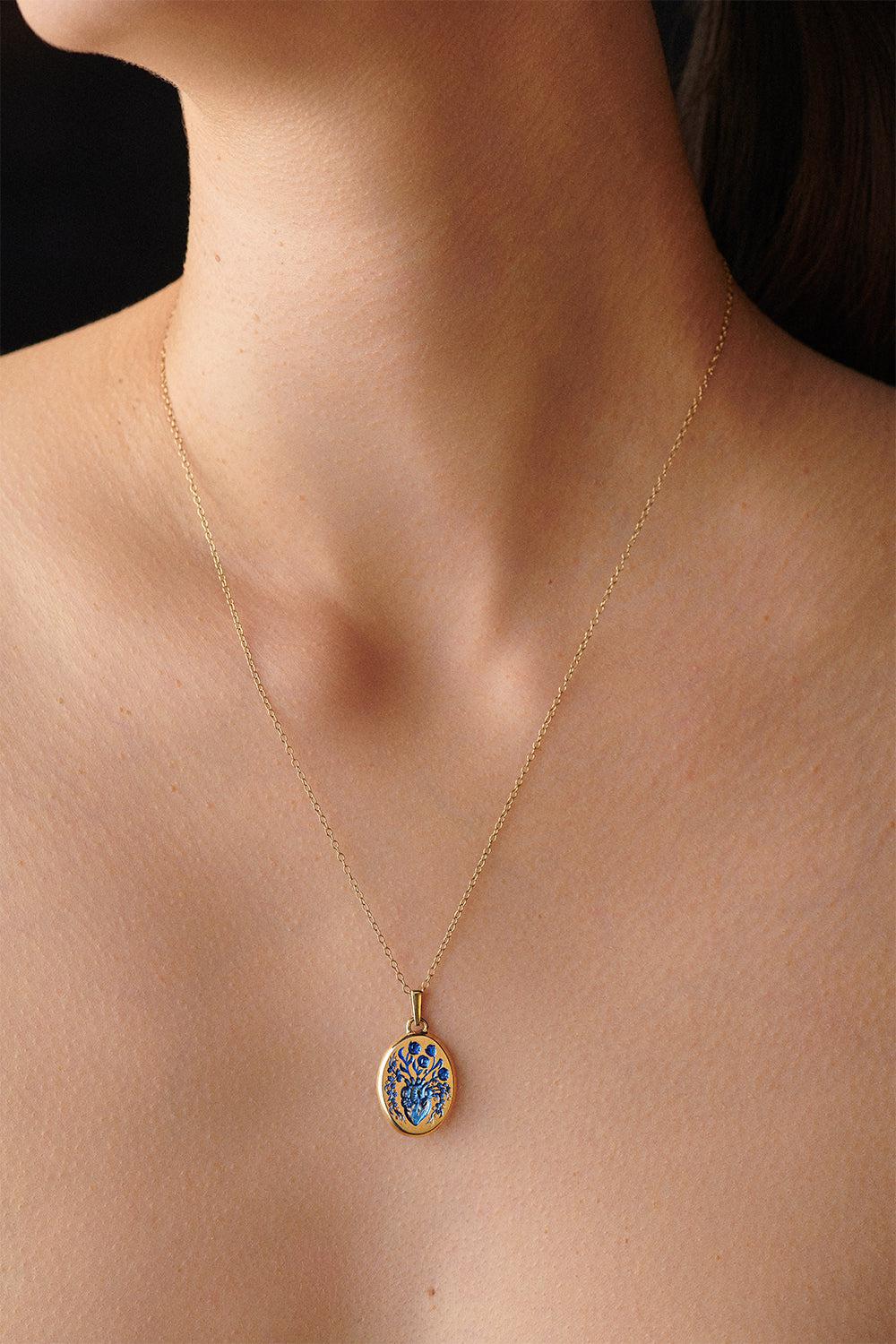 Small Blue Heart Pendant Necklace - Image 3