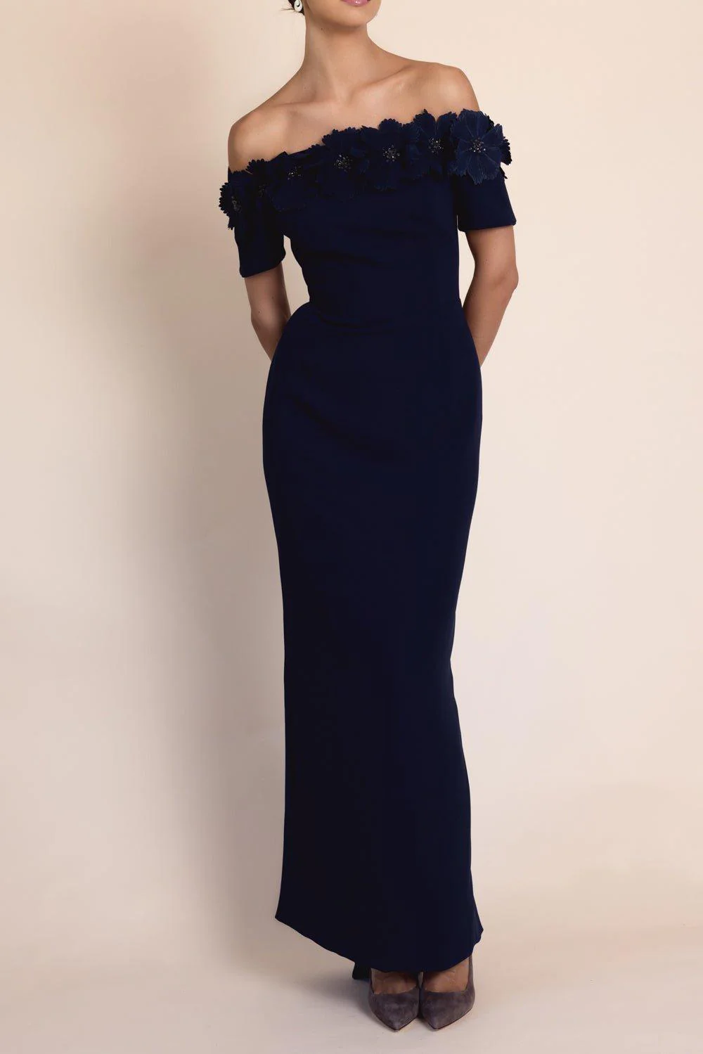 Off The Shoulder Open Sunflower Sheath Dress - Image 4