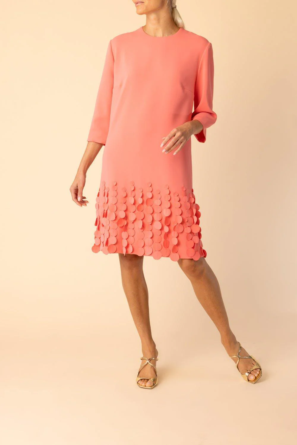 Three Quarter Sleeve Arak Dress - Coral - Image 2