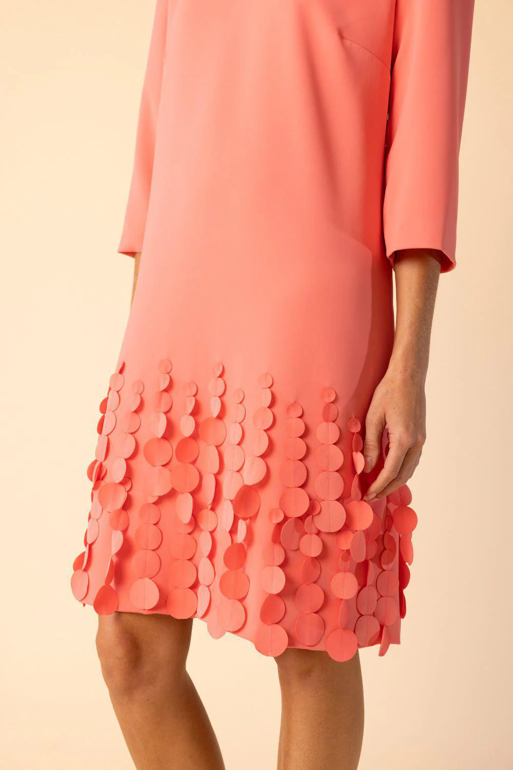 Three Quarter Sleeve Arak Dress - Coral - Image 3