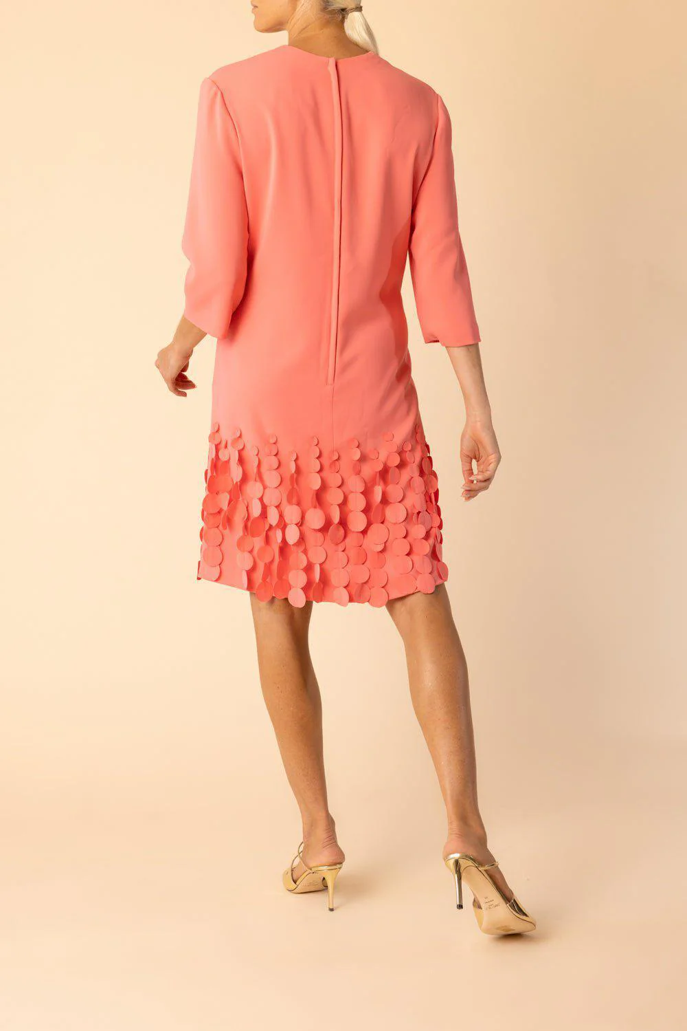 Three Quarter Sleeve Arak Dress - Coral - Image 4