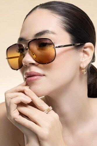 Aviator Sunglasses - Gold Yellow - Image 2