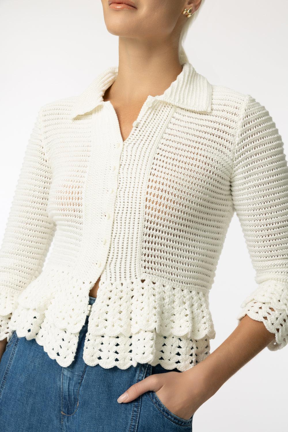 Fitted Ruffle Cardigan - Image 3