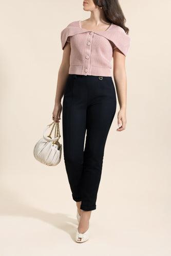 Foldover Button Knit Blouse - Image 2