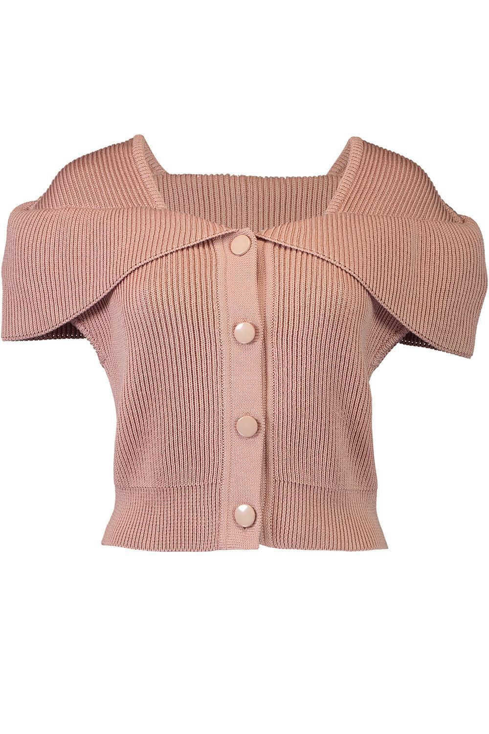 Foldover Button Knit Blouse