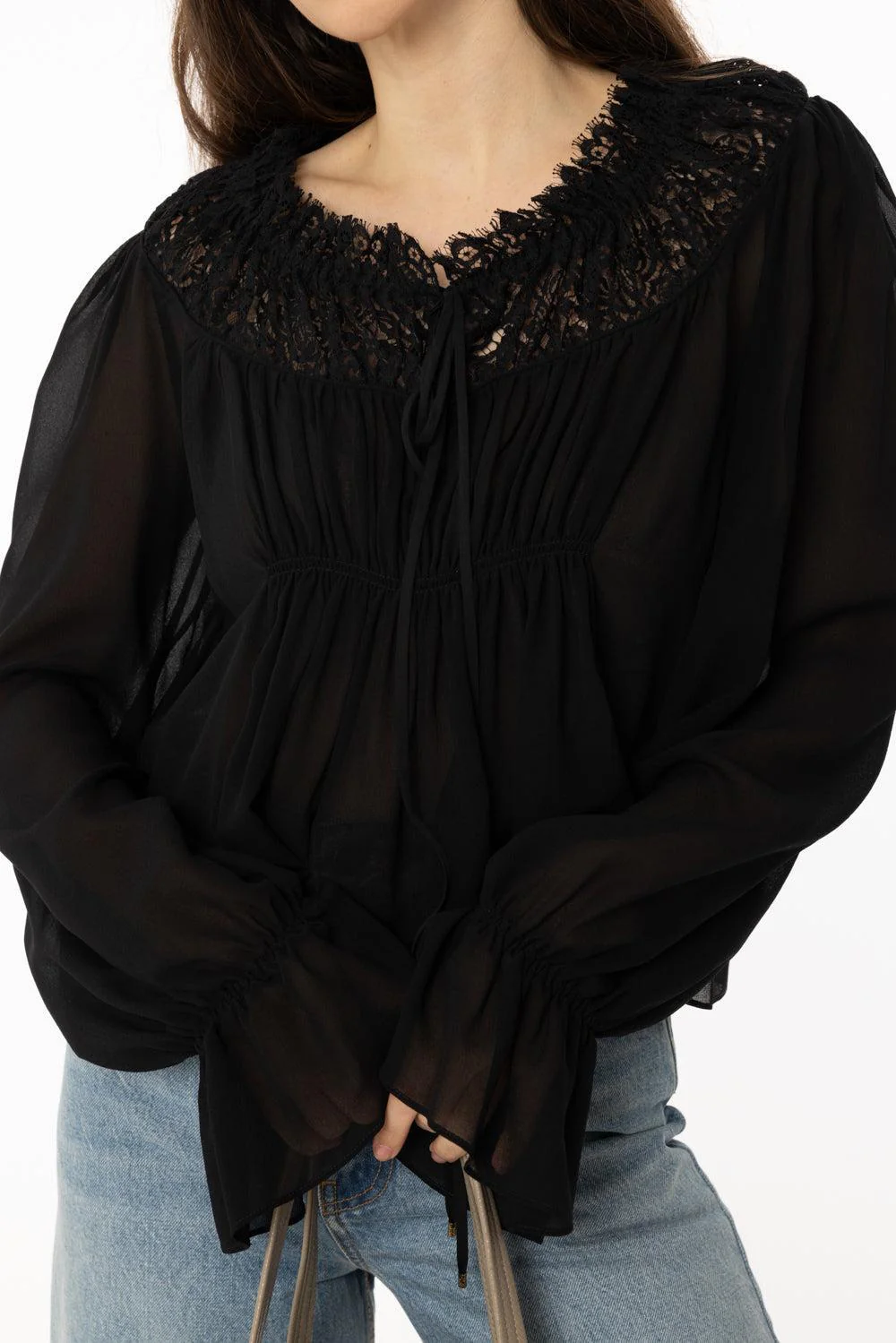 Scoop Neck Cropped Blouse - Image 2