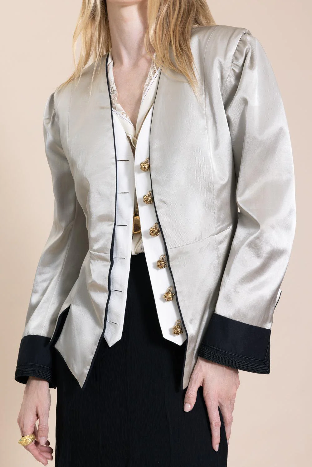 Shiny Mix Button Jacket - Image 2