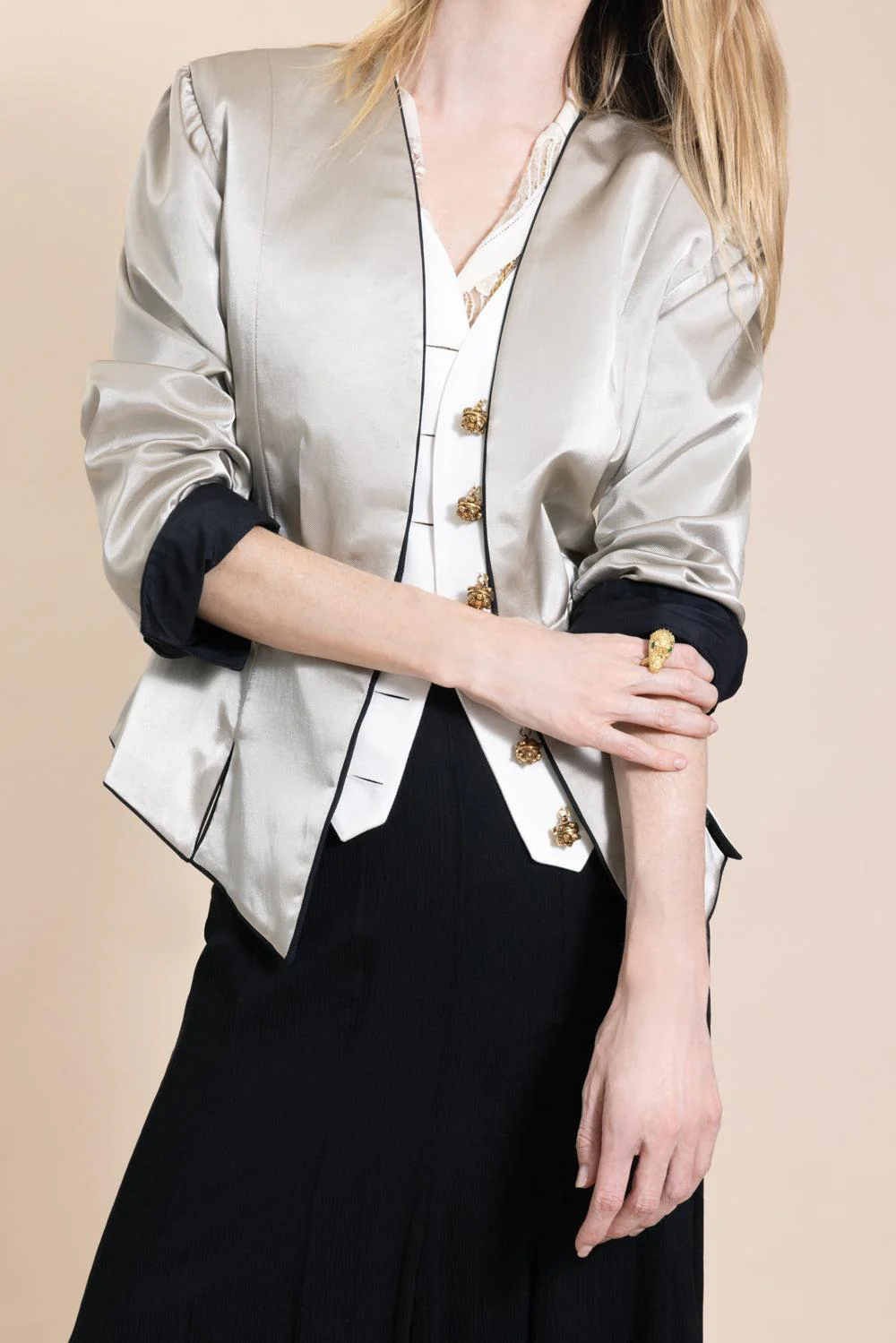 Shiny Mix Button Jacket - Image 3