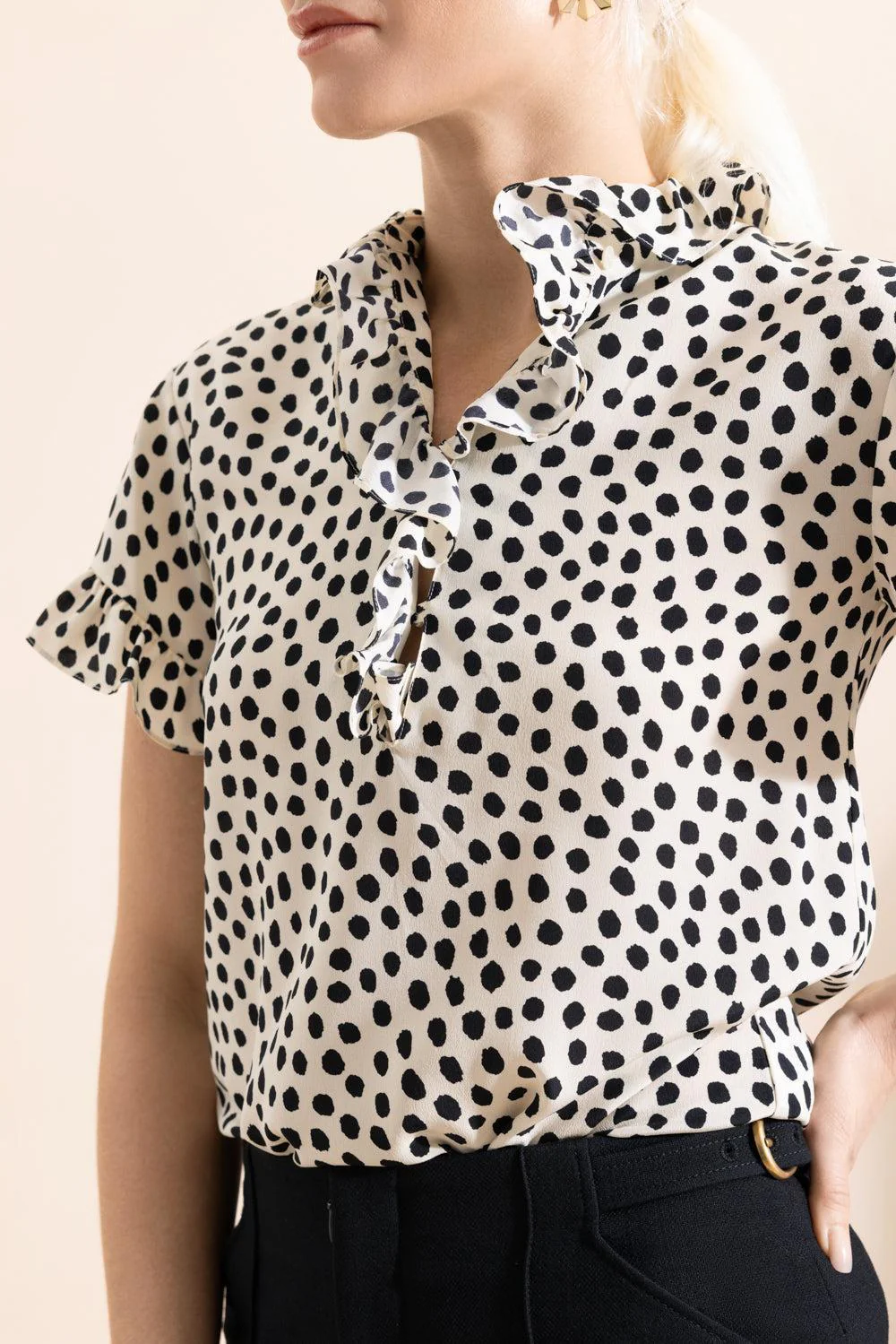 Short Sleeve Ruffle Blouse - Image 3