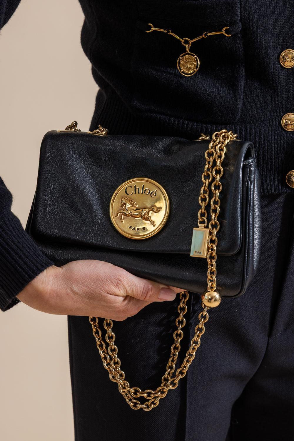 Small Chloé Heritage Shoulder Bag - Black
