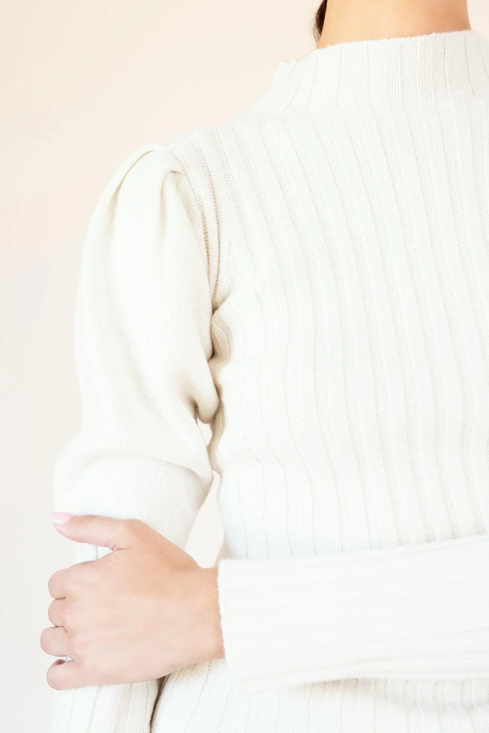 Mock Neck Ribbed Sweater - Image 3