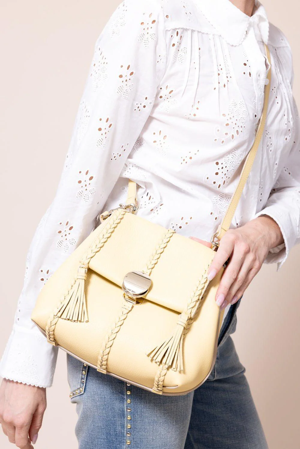 Small Penelope Shoulder Bag- Soft Yellow - Image 2
