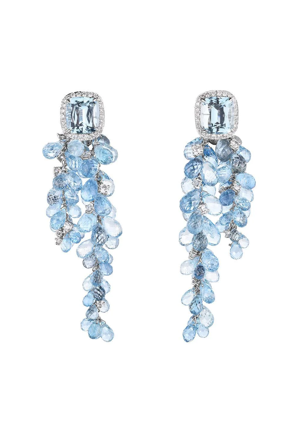 Aquamarine Diamond Bubble Drop Earrings