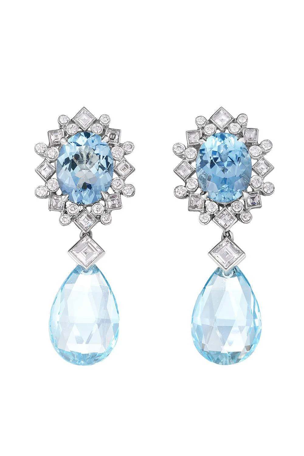Aquamarine Diamond Frost Drop Earrings