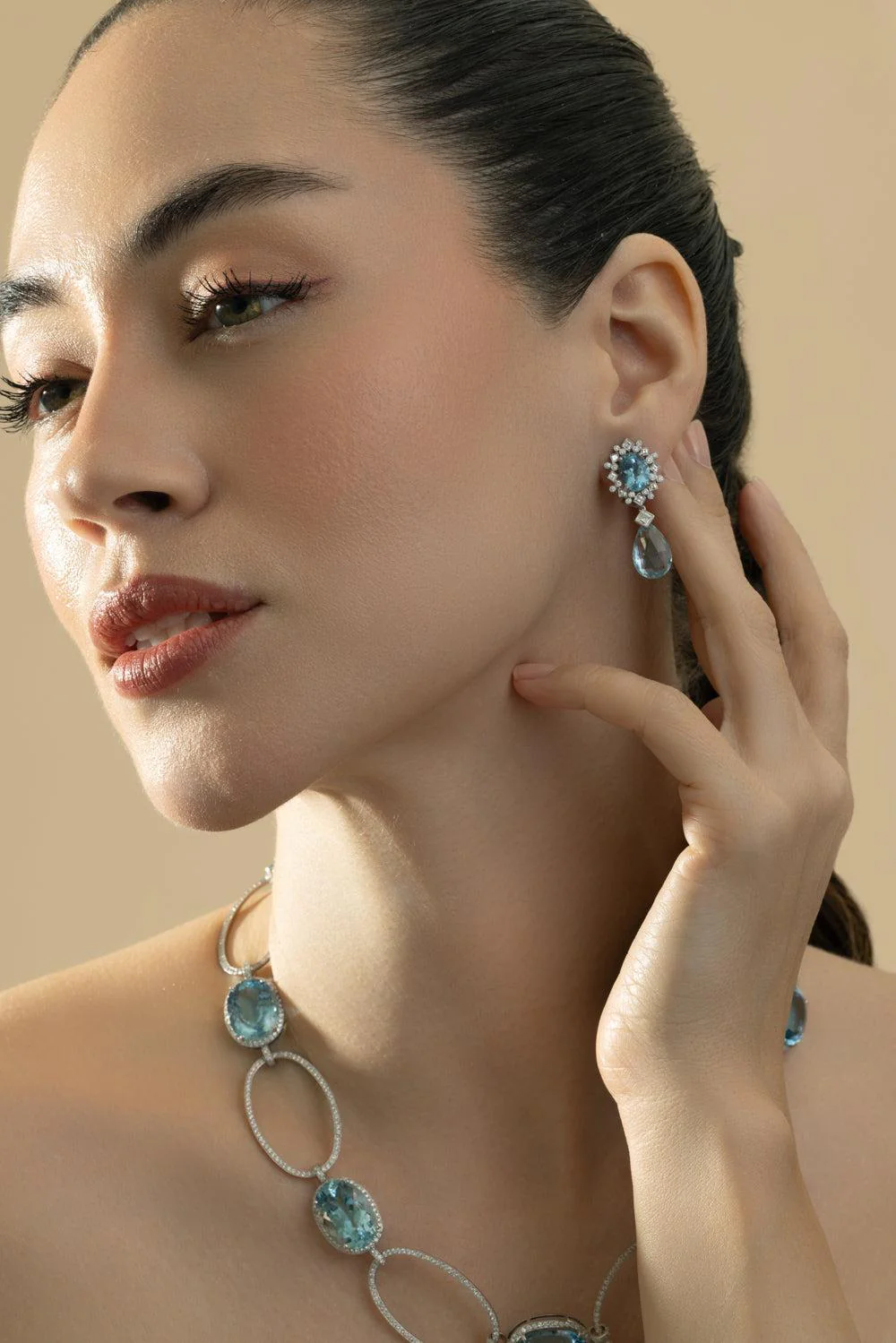 Aquamarine Diamond Frost Drop Earrings - Image 2