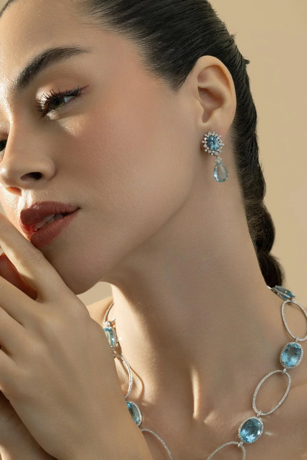 Aquamarine Diamond Frost Drop Earrings - Image 3
