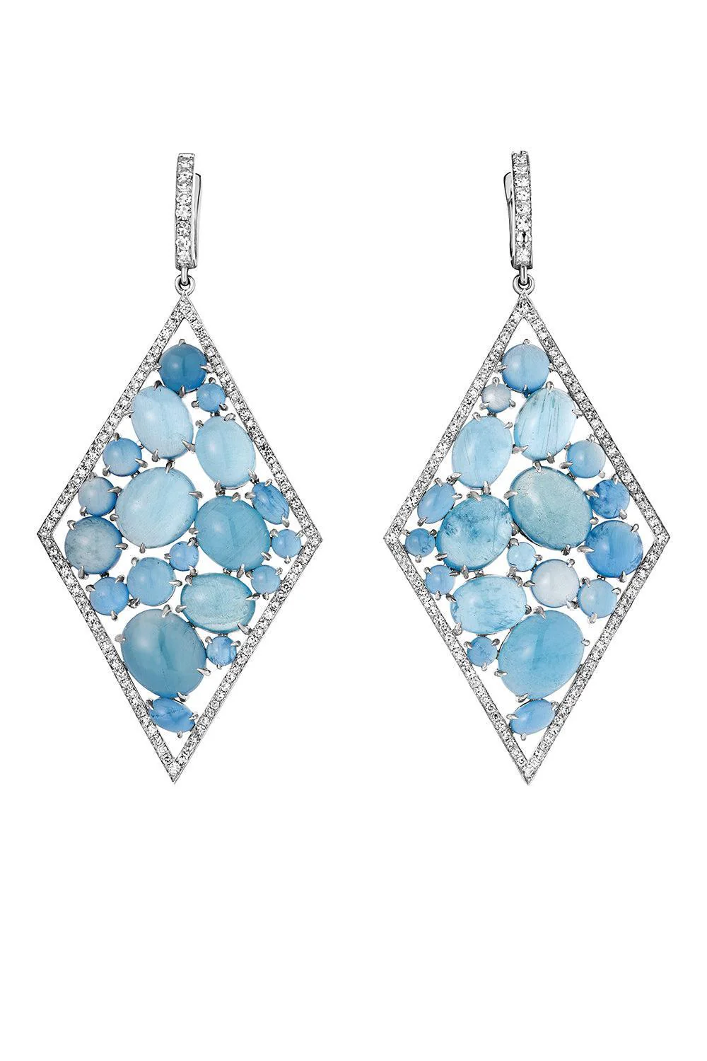 Aquamarine Diamond Inside Bubble Earrings