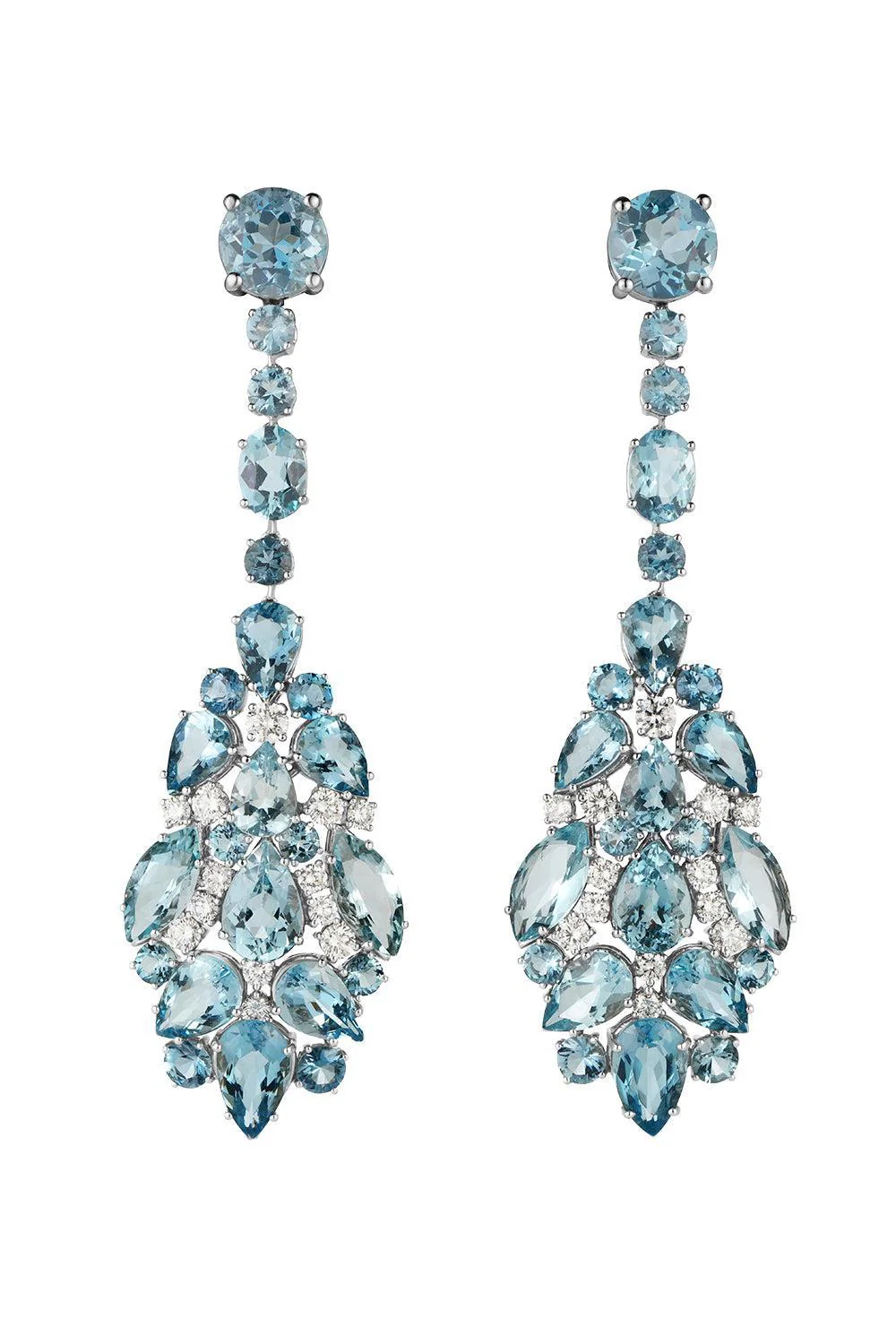 Aquamarine Diamond Shield Drop Earrings
