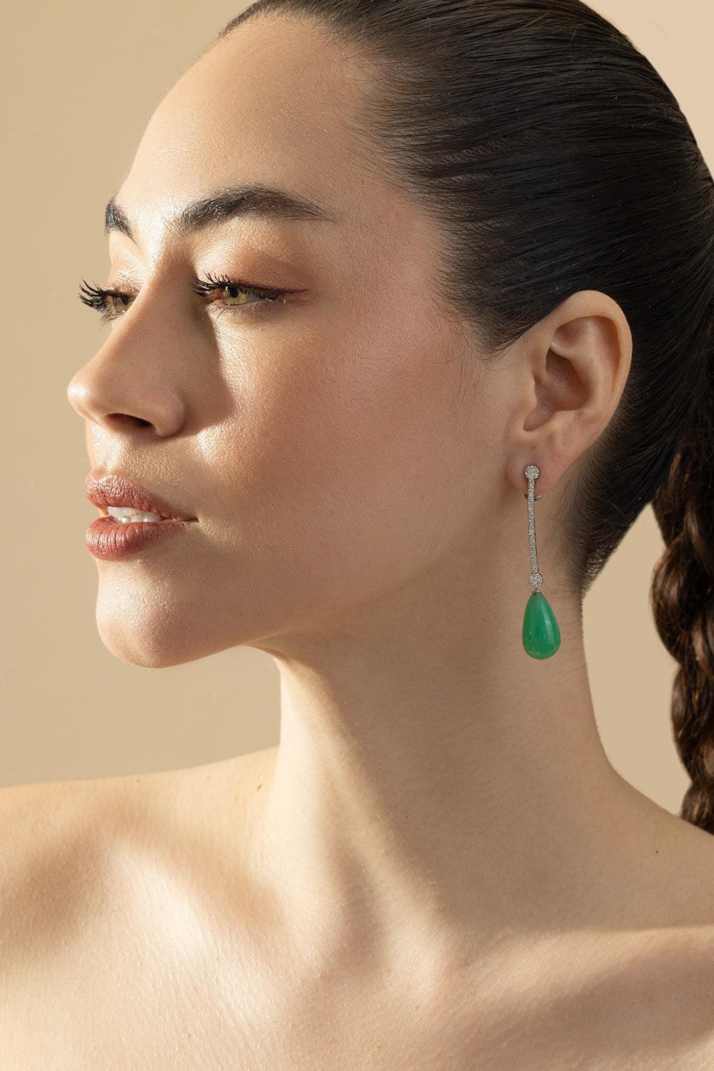 Chrysoprase Drop Earrings - Image 3