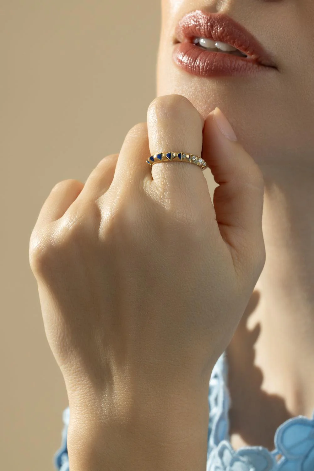 Diamond Blue Spike Ring - Image 3