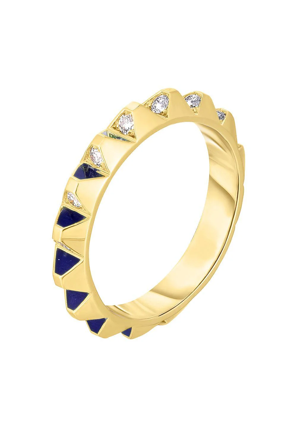 Diamond Navy Spike Ring