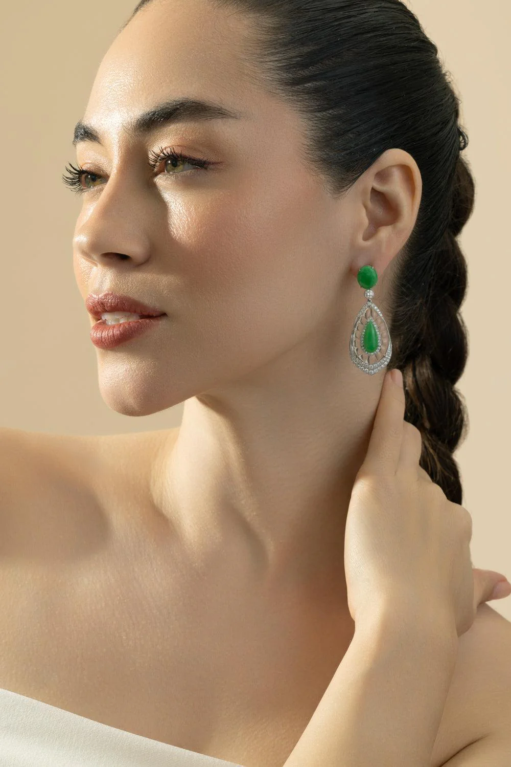 Jade Crystal Earrings - Image 3