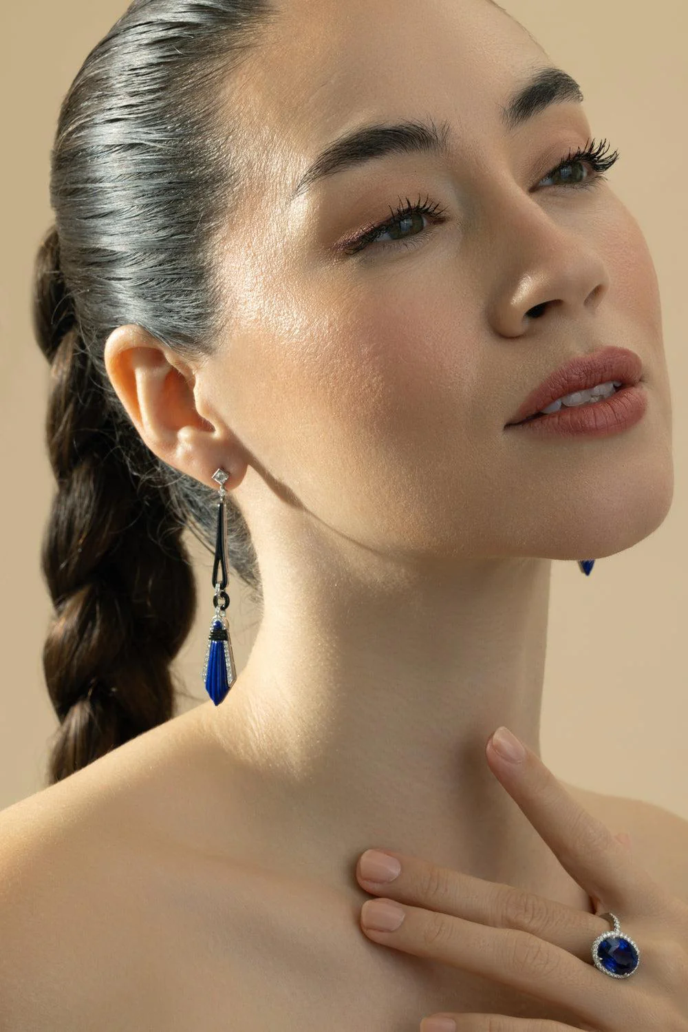 Lapis Diamond Drop Earrings - Image 3