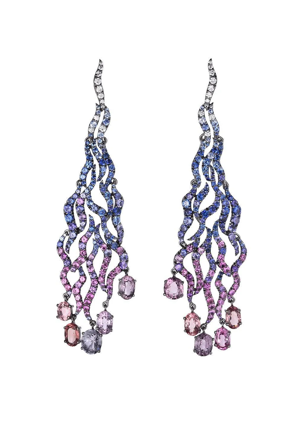 Mixed Sapphire Spinel Diamond Earrings
