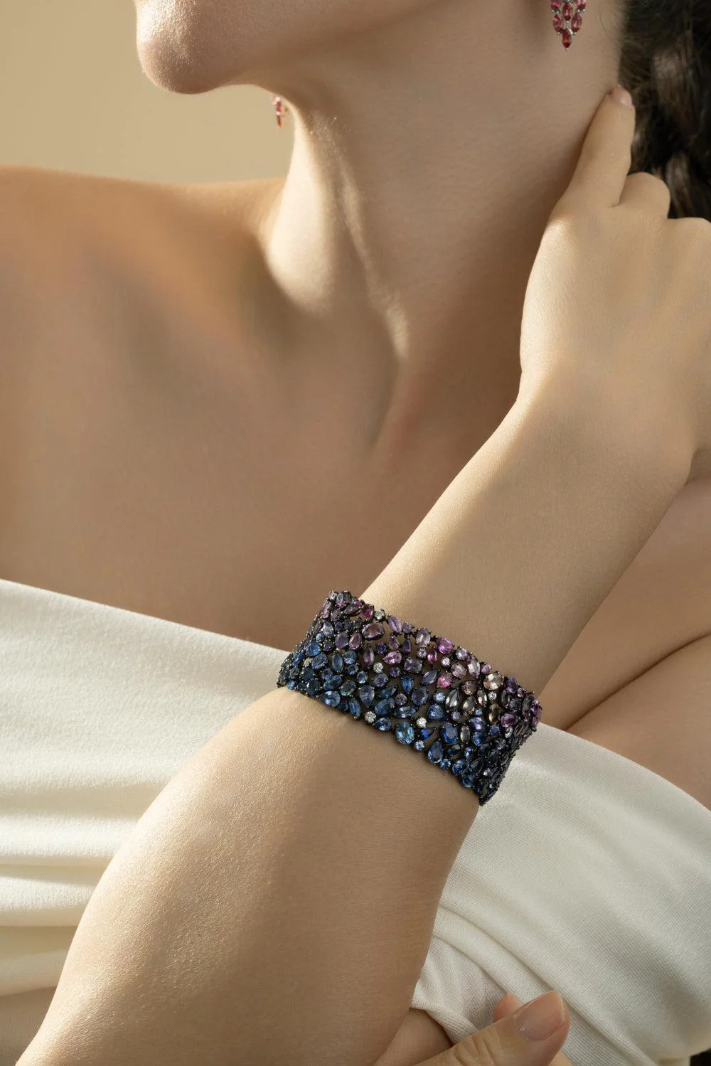 Multi Sapphire Diamond Bracelet - Image 3