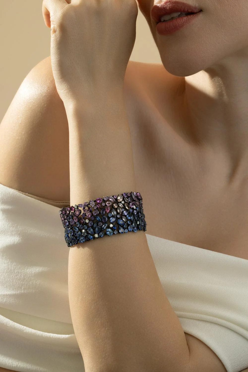Multi Sapphire Diamond Bracelet - Image 4