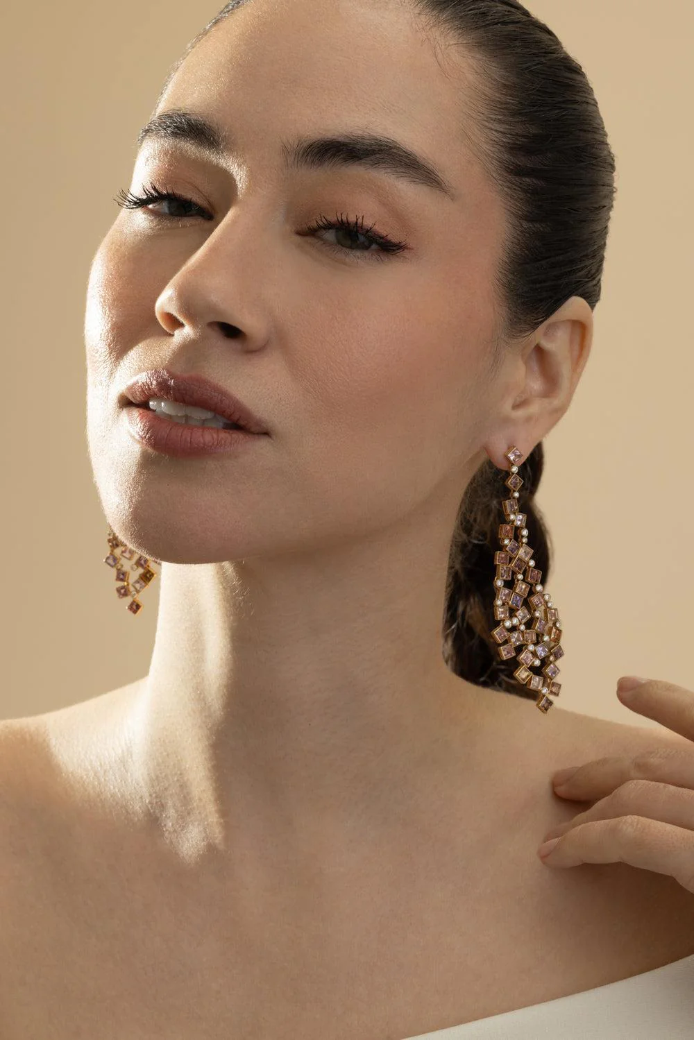 Multicolor Sapphire Cluster Earrings - Image 4