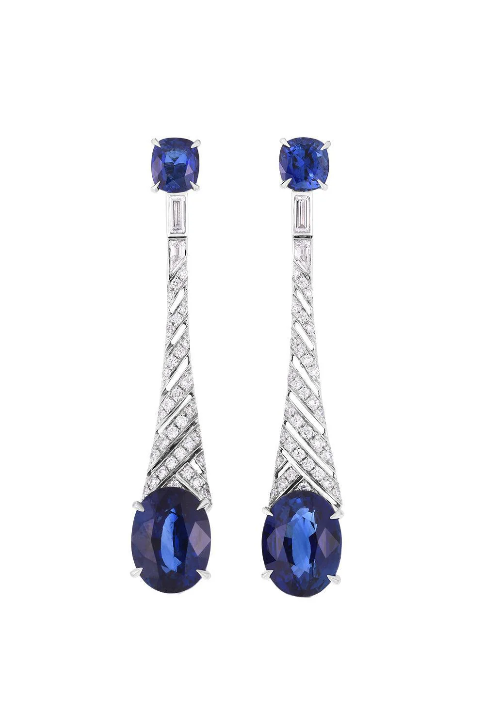 Sapphire Diamond Ball Drop Earrings