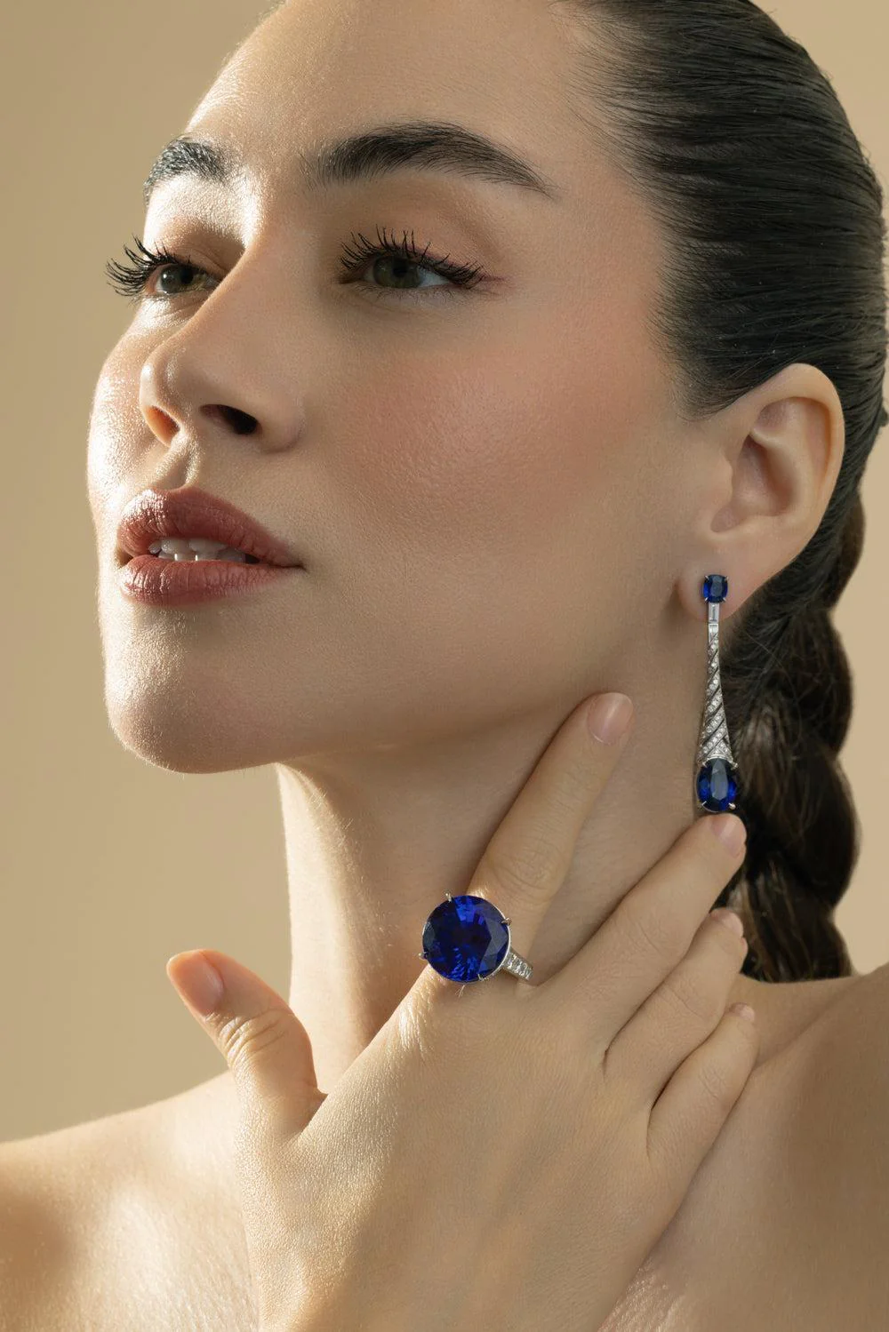 Sapphire Diamond Ball Drop Earrings - Image 2